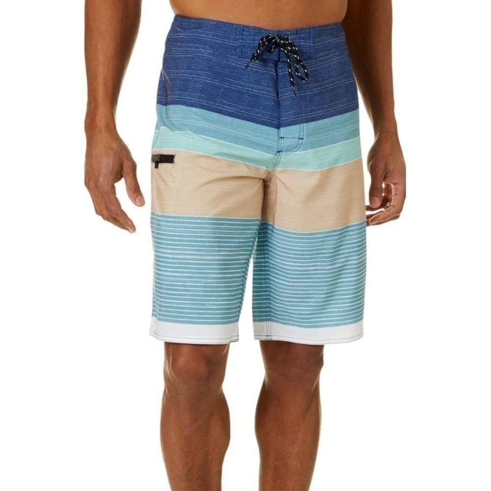 DISTORTION SALTWATER STRIPE 4-WAY STRETCH BOARD-SHORTS SZ S SUMMER CRUISE